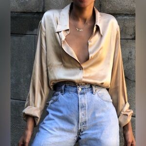 Revolve: Song of Style Gold Blouse, Size: S